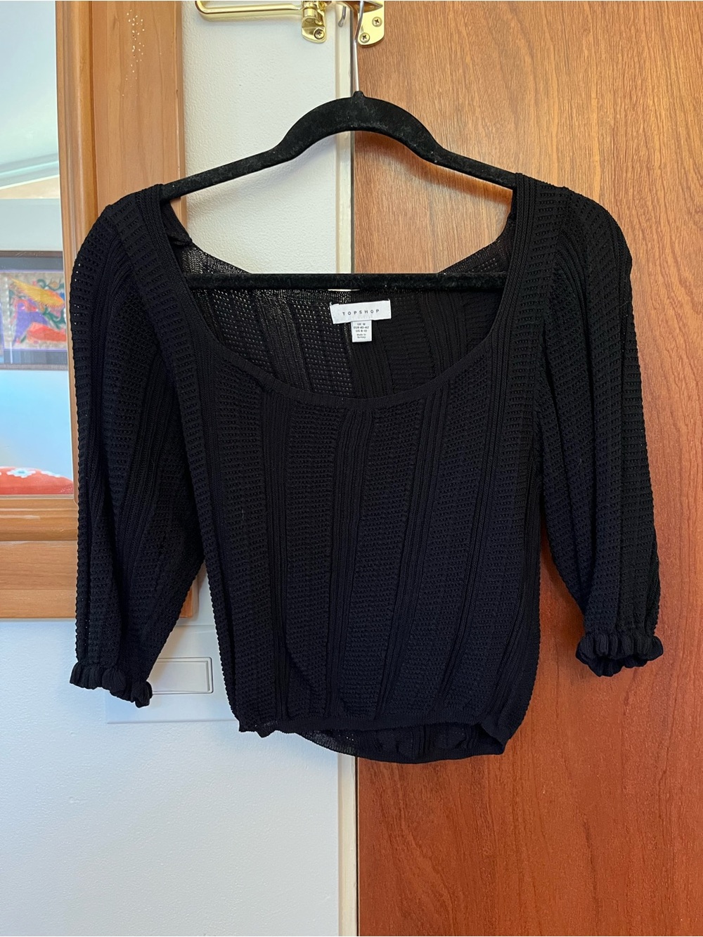 Topshop Black Scoop Neck Crop Knit Top